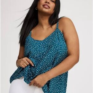 Torrid Teal and White Polka Dot Swing Camisole